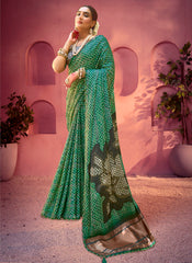 Nakshatra Green Satin Silk Saree
