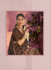 Nakshatra Brown Satin Silk Saree