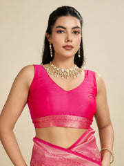 Nakshatra Pink Kanjivaram Silk Saree with Graceful Zari Detailing