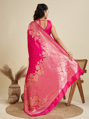 Nakshatra Pink Kanjivaram Silk Saree with Graceful Zari Detailing
