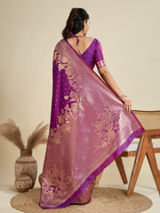Nakshatra Purple Kanjivaram Silk Saree with Royal Zari Embellishments