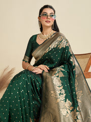 Nakshatra Green Kanjivaram Silk Saree with Classic Zari Weaving