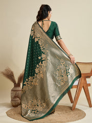 Nakshatra Green Kanjivaram Silk Saree with Classic Zari Weaving