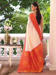 Nakshatra White Silk Saree Elegant Designer Wear