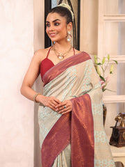 Nakshatra Beige Silk Saree Sophisticated Party Look