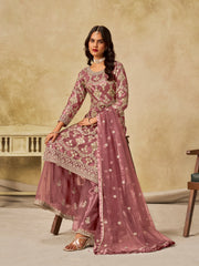 Nakshatra Pink Heavy Embroidered Party Wear Suit with Designer Net Dupatta