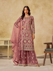 Nakshatra Pink Heavy Embroidered Party Wear Suit with Designer Net Dupatta