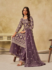 Nakshatra Lavender Net Embroidered Party Wear Suit for Women