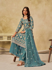 Nakshatra Sea Green Heavy Work Designer Suit with Embroidery Dupatta