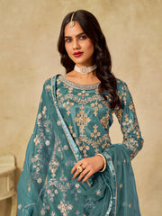 Nakshatra Sea Green Heavy Work Designer Suit with Embroidery Dupatta
