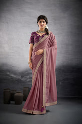 Nakshatra Onion Pink Georgette Bollywood Saree