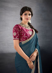 Nakshatra Teal Blue Designer Georgette Saree