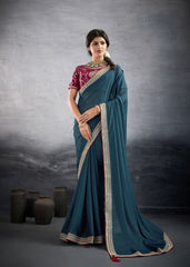 Nakshatra Teal Blue Designer Georgette Saree