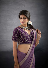 Nakshatra Lavender Lace Work Bollywood Saree