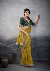 Nakshatra Mustard Yellow Festive Saree