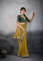 Nakshatra Mustard Yellow Festive Saree