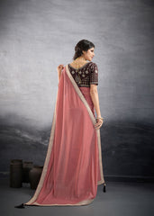 Nakshatra Pink Lace Work Party Saree