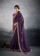 Nakshatra Royal Purple Lace Party Saree