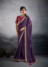 Nakshatra Royal Purple Lace Party Saree