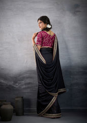 Nakshatra Black Georgette Sequin Party Saree