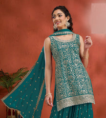 Nakshatra Rama Color Embroidered Palazzo Suit for Women