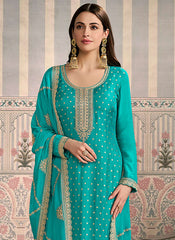 Nakshatra Green Viscose Chiniya Silk Suit Set