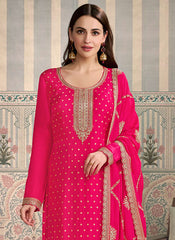 Nakshatra Pink Viscose Chiniya Silk Suit Set