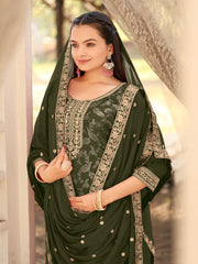 Nakshatra Mahendi Viscose Jaquard Suit Set