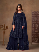 Nakshatra Blue Sequined Designer Party Wear Sharara Suit