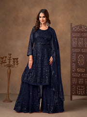 Nakshatra Blue Sequined Designer Party Wear Sharara Suit