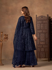 Nakshatra Blue Sequined Designer Party Wear Sharara Suit