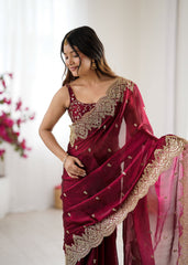 Nakshatra Wine Party Wear Sequined Saree