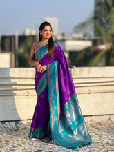 Nakshatra Purple Handwoven soft Silk Saree