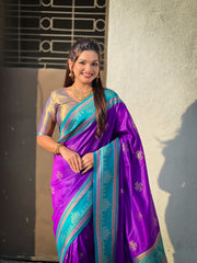 Nakshatra Purple Handwoven soft Silk Saree