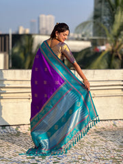 Nakshatra Purple Handwoven soft Silk Saree