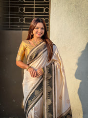 Nakshatra Cream Handwoven soft Silk Saree