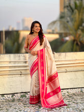 Nakshatra Cream Handwoven soft Silk Saree