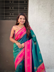 Nakshatra Rama Handwoven soft Silk Saree