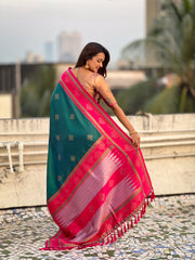 Nakshatra Rama Handwoven soft Silk Saree