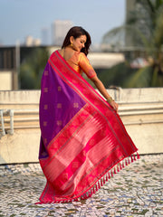 Nakshatra Purple Handwoven soft Silk Saree