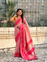 Nakshatra Pink Handwoven soft Silk Saree
