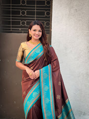 Nakshatra Coffee Handwoven soft Silk Saree