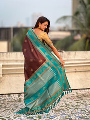 Nakshatra Coffee Handwoven soft Silk Saree