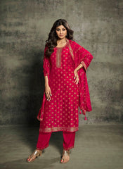 Ruby Radiance Dull Santoon Top Suit Set