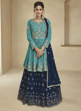 Azure Bliss Georgette Semi-Stitched Sharara Suit