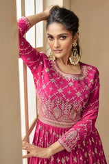 Serenity Pink and Green Georgette Suit Set