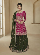Serenity Pink and Green Georgette Suit Set