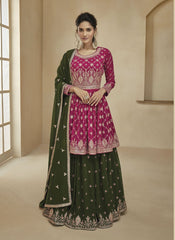 Serenity Pink and Green Georgette Suit Set