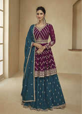 Teal Temptation Free Size Sharara Ensemble