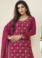 Blush Blossom Viscose Chinon Sharara Suit